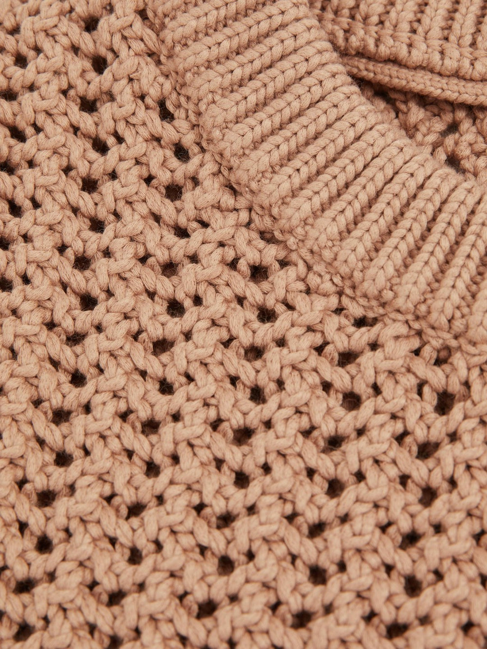 Men Cotton-Blend Crochet Vest in Soft Camel