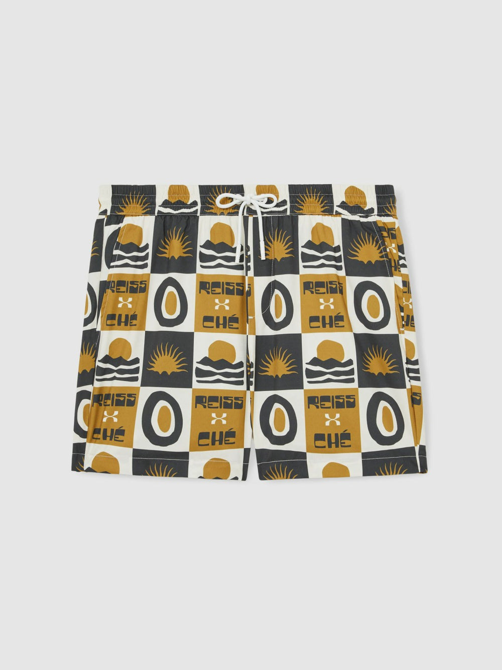 Men | Ché Sunset-Print Swim Shorts in Olive Green