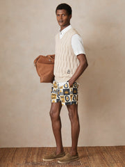 Men | Ché Sunset-Print Swim Shorts in Olive Green
