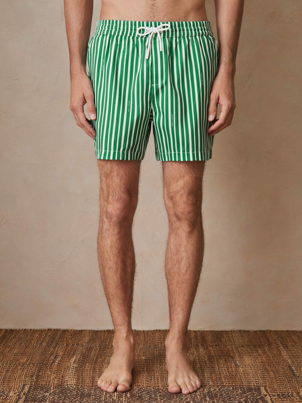 Men | Ché Stripe Swim Shorts in Green/White