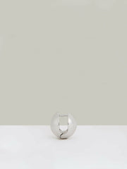 Women Polished Ball Huggie Earrings in Silver Tone