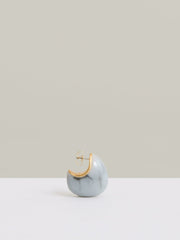 Women Curve Marble Scoop Earrings in Gold Tone