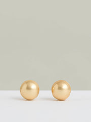 Women Polished Ball Huggie Earrings in Gold