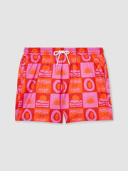 Men | Ché Sunset-Print Swim Shorts in Orange/Pink