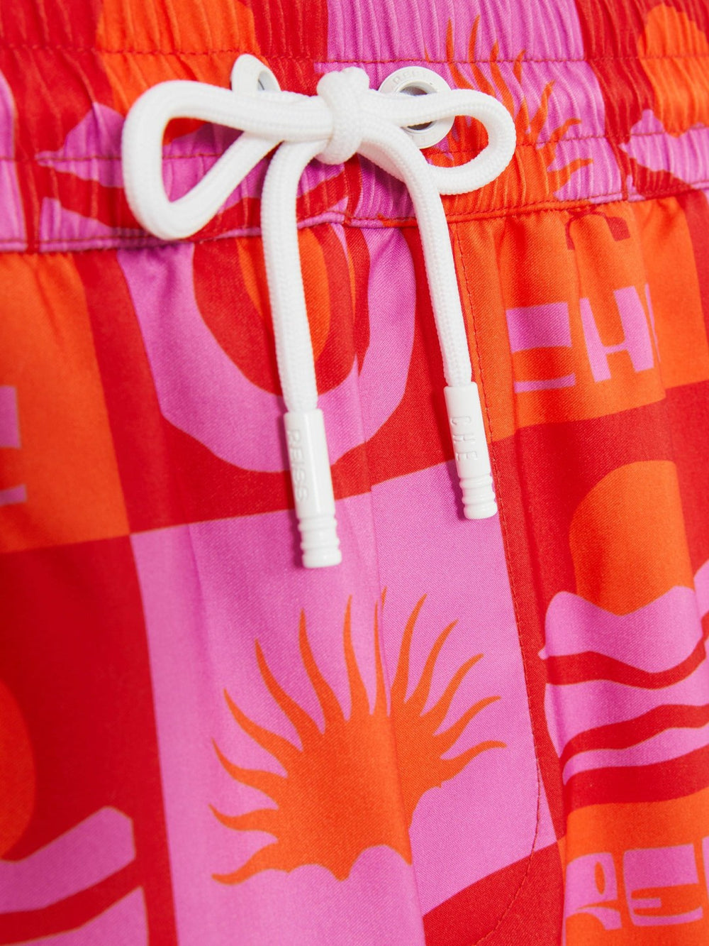 Men | Ché Sunset-Print Swim Shorts in Orange/Pink