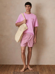 Men | Ché Stripe Swim Shorts in Pink/White