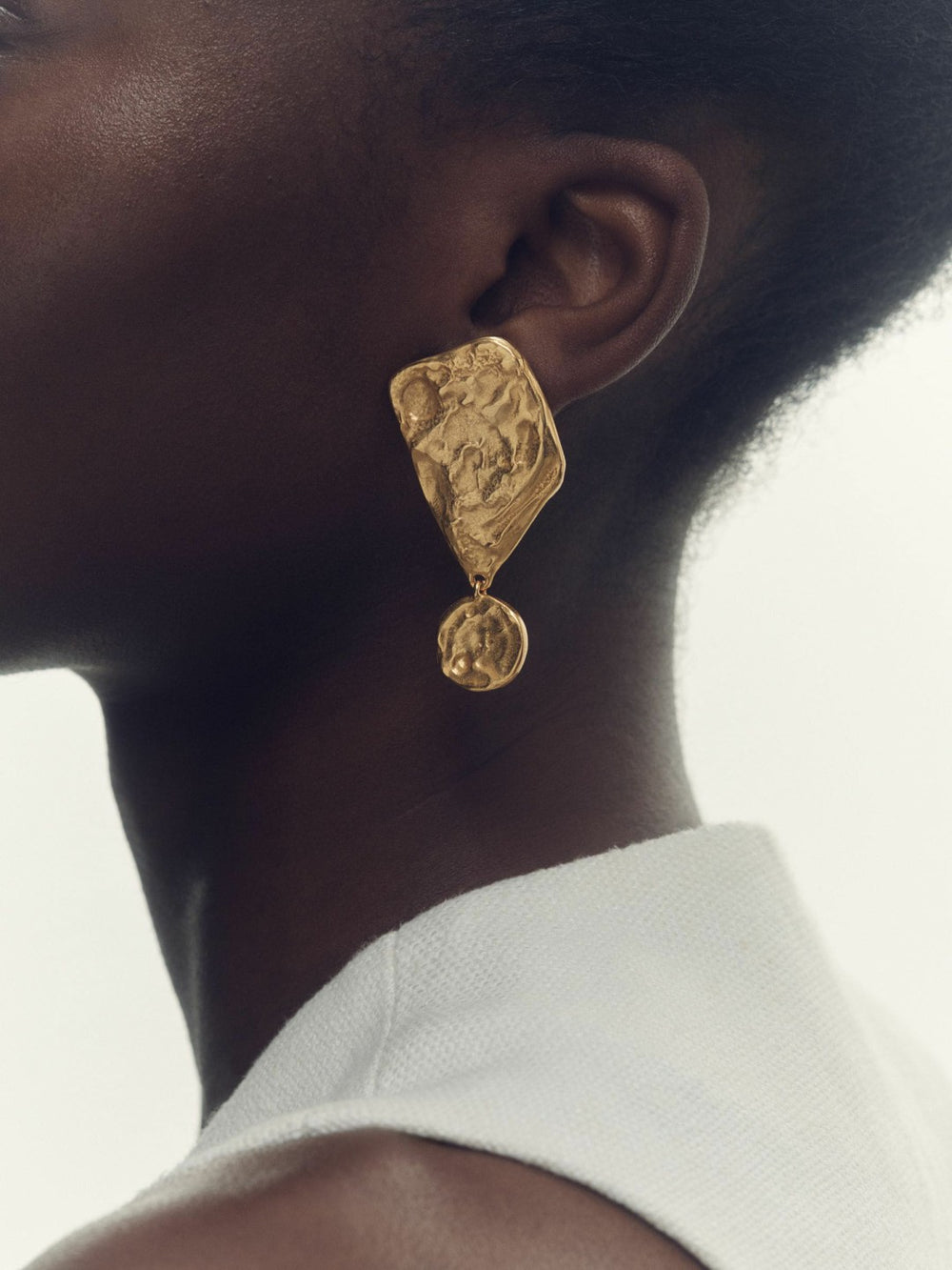 Women Molten Large Drop Earrings in Gold Tone