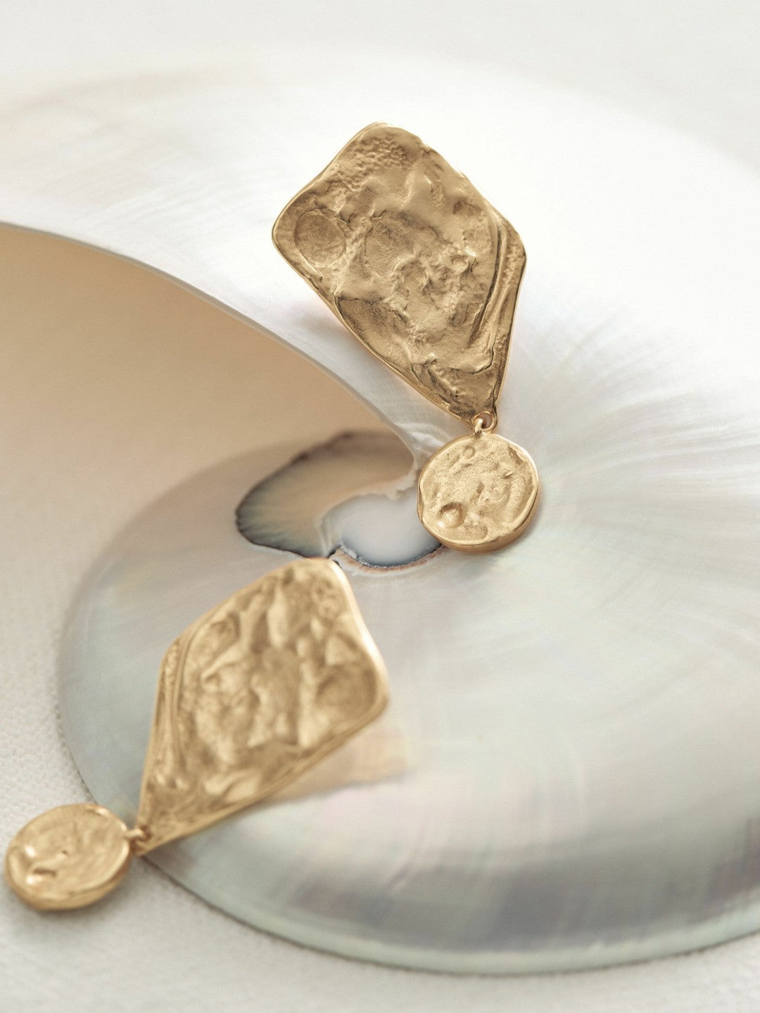 Women Molten Large Drop Earrings in Gold Tone