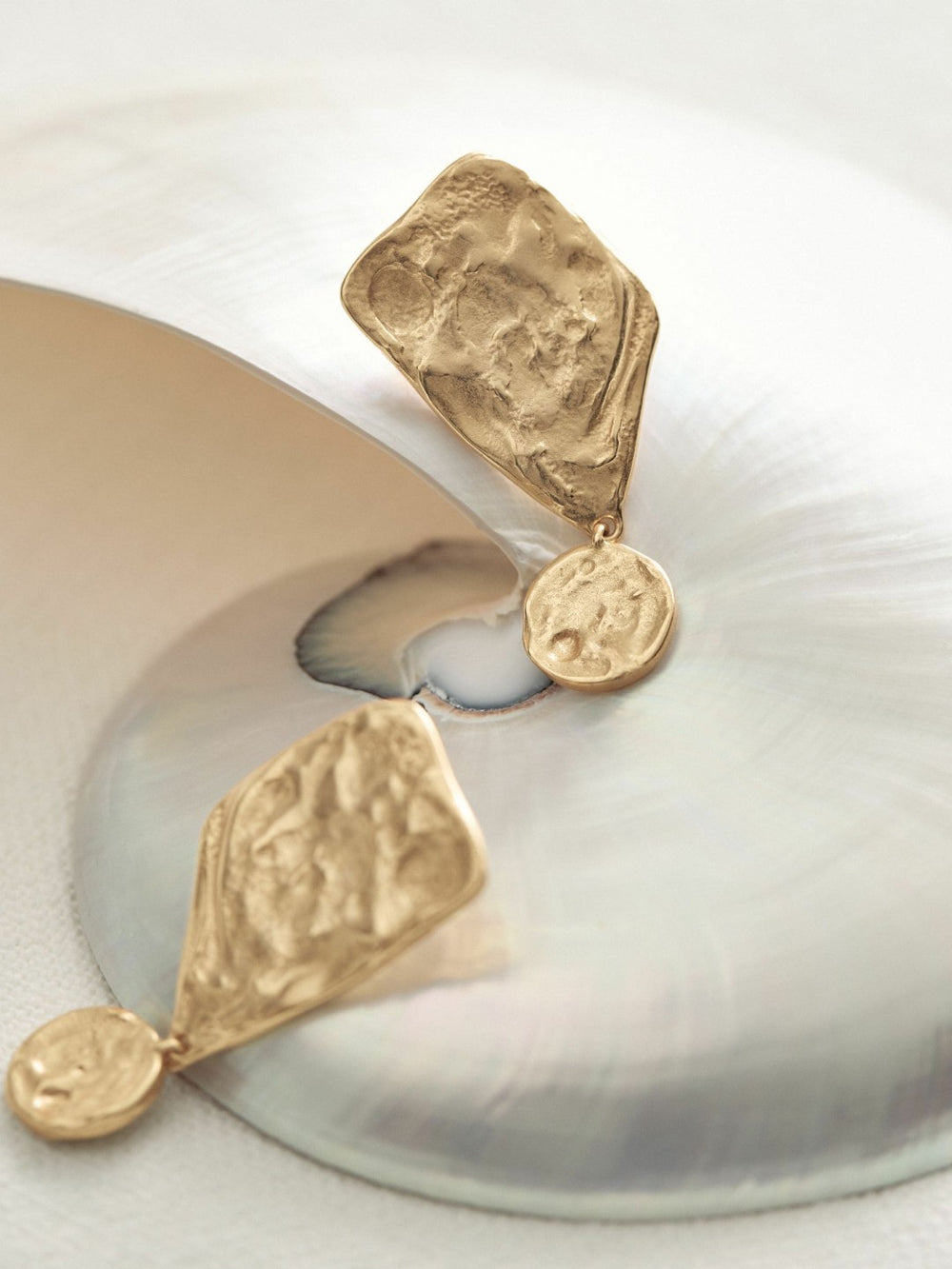 Women Molten Large Drop Earrings in Gold Tone