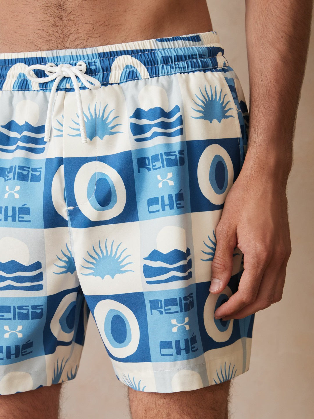 Men | Ché Sunset-Print Swim Shorts in Blue Multi