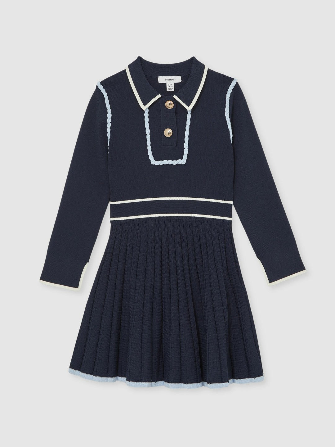 Children & Baby 13-14 yrs Piped Knitted Skater Dress in Navy