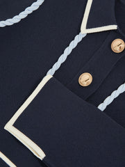 Children & Baby 13-14 yrs Piped Knitted Skater Dress in Navy