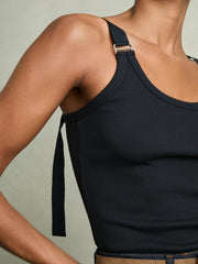 Women Stretch-Cotton D-Ring Strap Vest in Navy