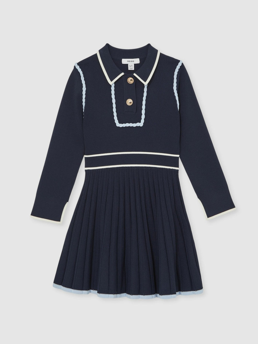 Children & Baby 9-13 yrs Piped Knitted Skater Dress in Navy