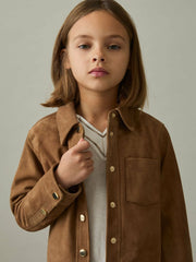 Children & Baby 9-13 yrs Suede Cropped Jacket in Tan