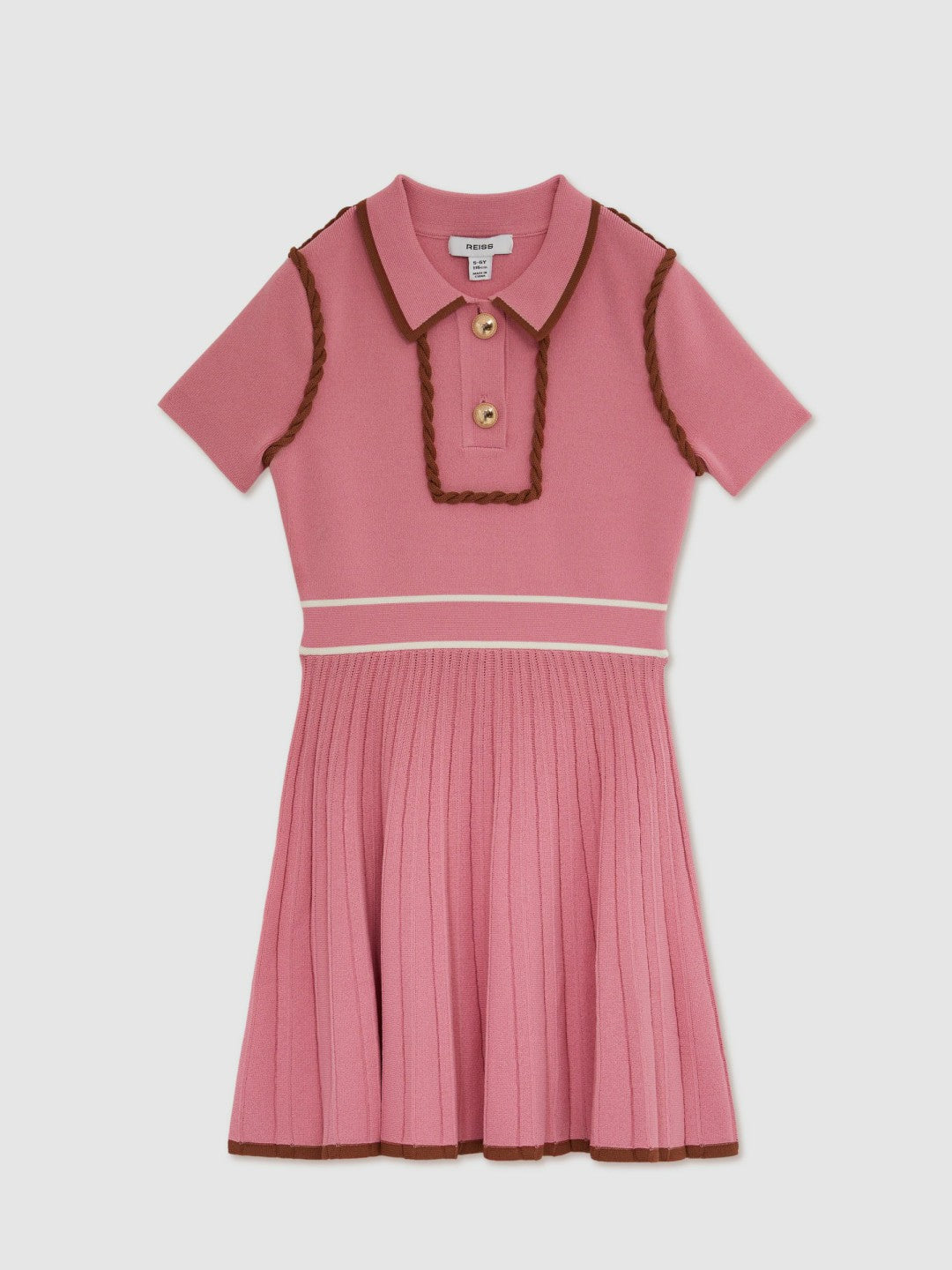 Children & Baby 13-14 yrs Twist-Piped Knitted Dress in Pink