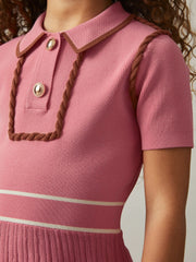 Children & Baby 13-14 yrs Twist-Piped Knitted Dress in Pink