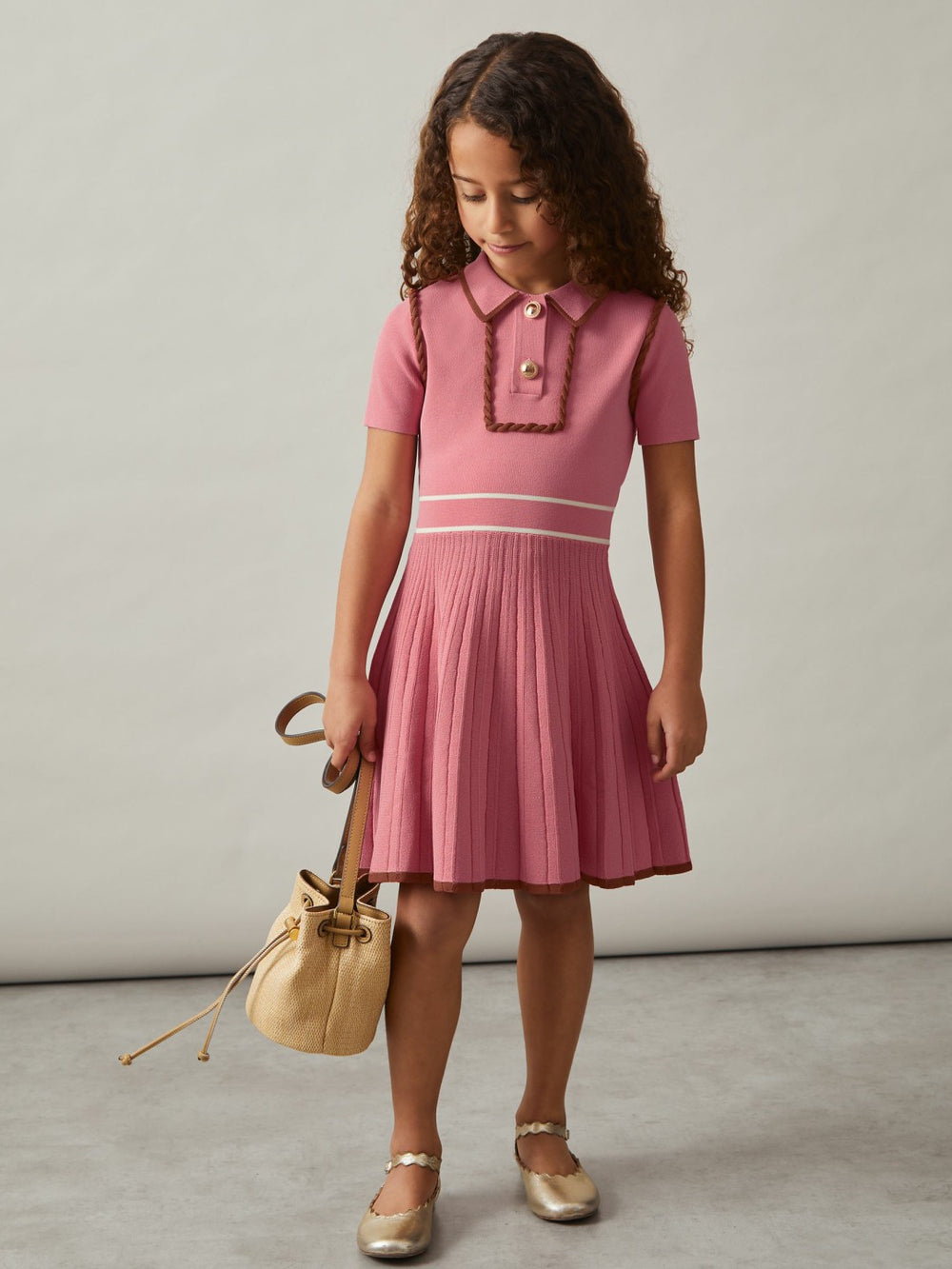 Children & Baby 3-9 yrs Twist-Piped Knitted Dress in Pink
