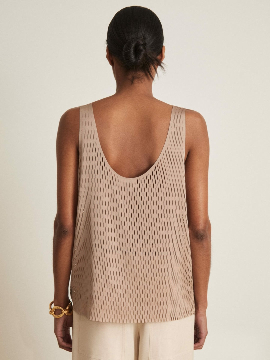 Women Atelier Laser-Cut Vest Top in Taupe