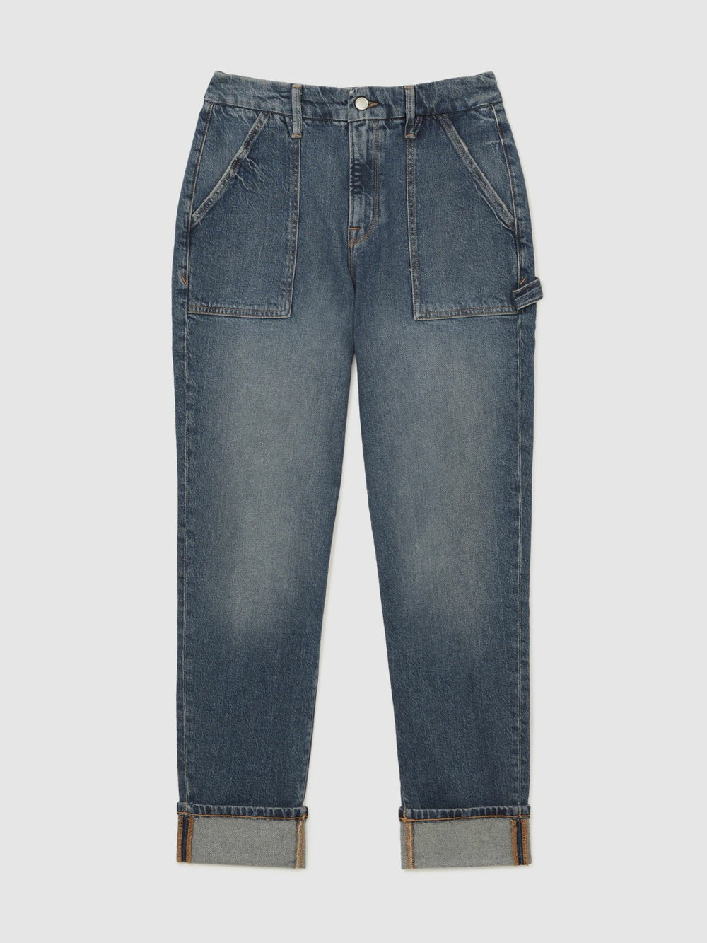 Women Good American Cuffed Straight-Leg Jeans in Indigo
