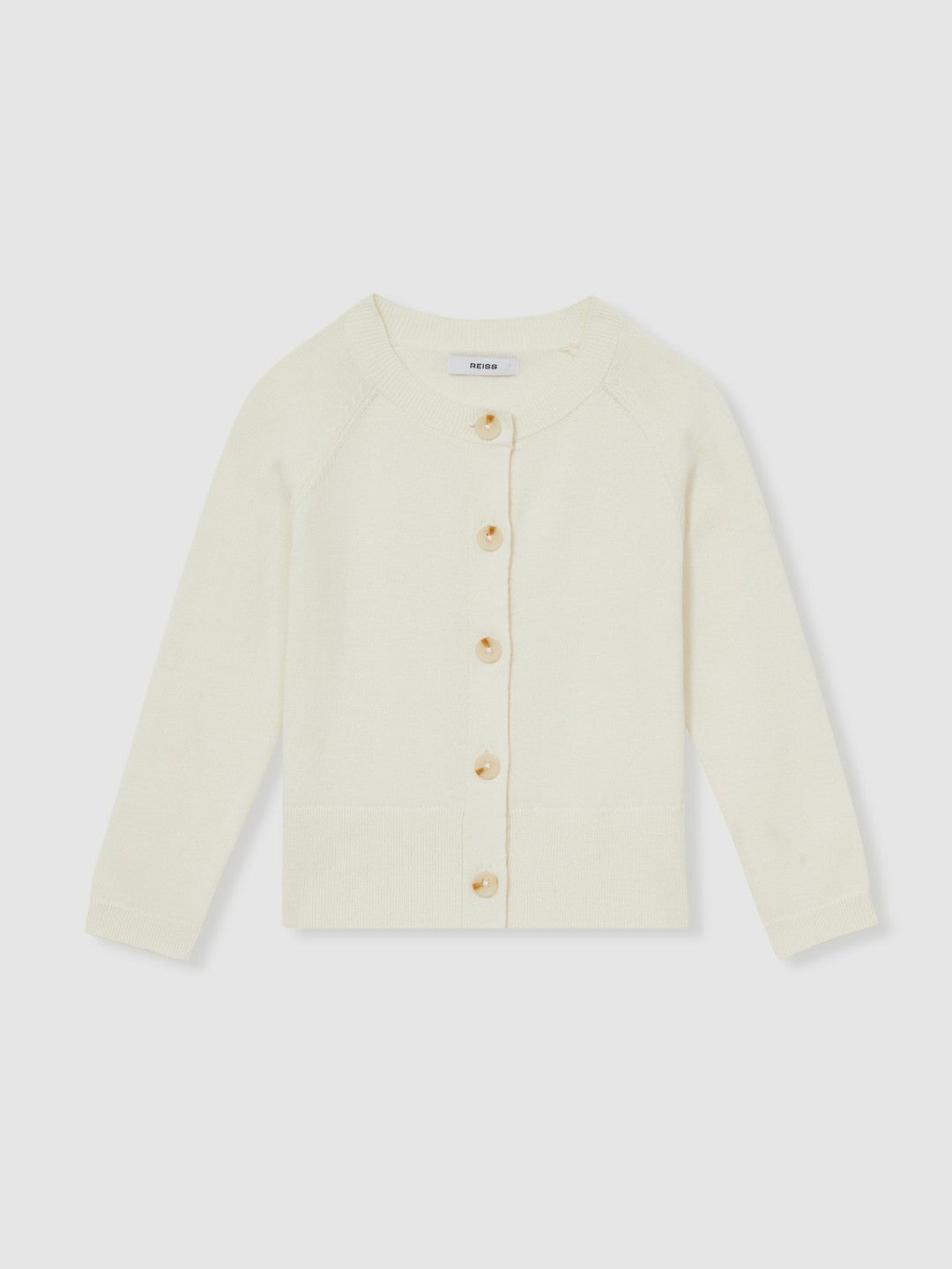 Children & Baby 13-14 yrs Cotton Crew-Neck Cardigan in Ivory