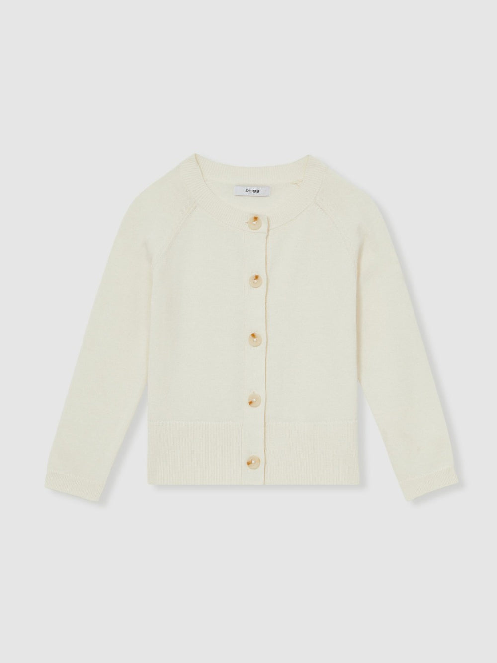 Children & Baby 13-14 yrs Cotton Crew-Neck Cardigan in Ivory