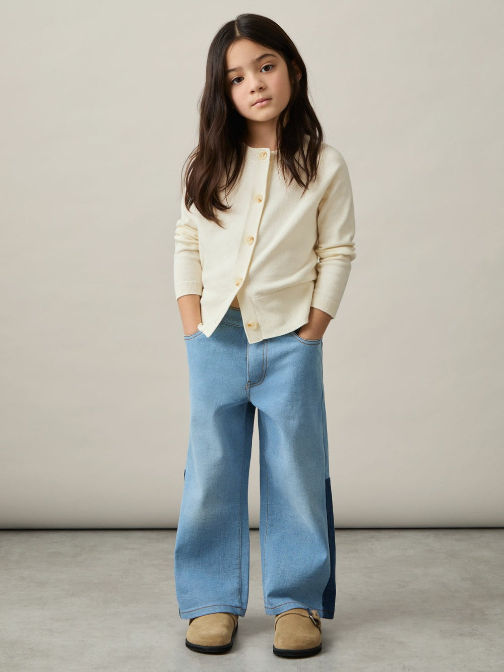 Children & Baby 13-14 yrs Cotton Crew-Neck Cardigan in Ivory