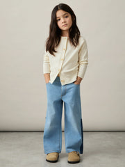 Children & Baby 13-14 yrs Cotton Crew-Neck Cardigan in Ivory