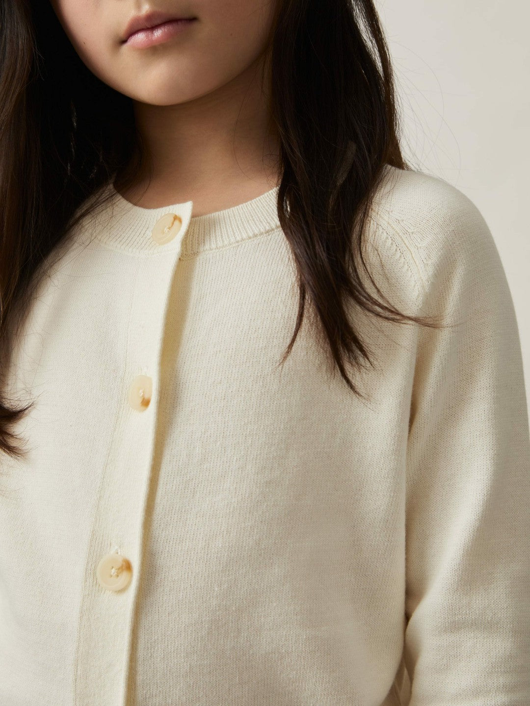 Children & Baby 13-14 yrs Cotton Crew-Neck Cardigan in Ivory