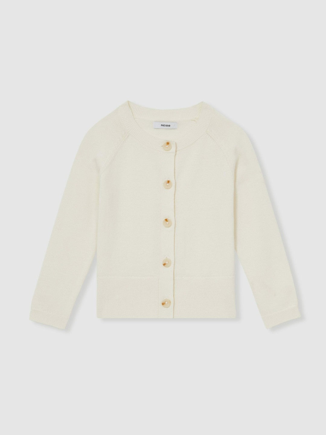 Children & Baby 4-9 yrs Cotton Crew-Neck Cardigan in Ivory