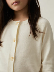 Children & Baby 4-9 yrs Cotton Crew-Neck Cardigan in Ivory