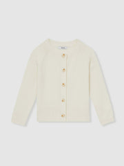 Children & Baby 9-13 yrs Cotton Crew-Neck Cardigan in Ivory
