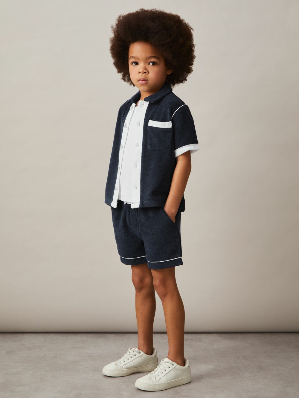 Children & Baby 3-9 yrs Velour Colour-Block Shorts in Blue Multi