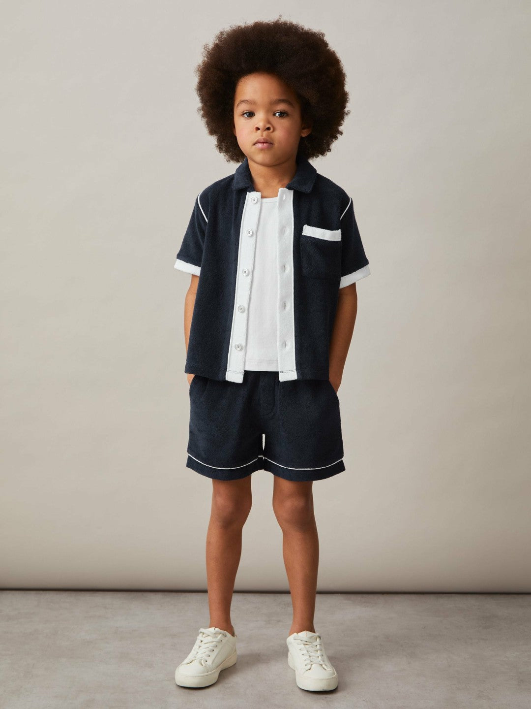 Children & Baby 9-13 yrs Velour Colour-Block Shirt in Blue Multi
