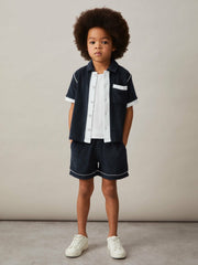 Children & Baby 9-13 yrs Velour Colour-Block Shirt in Blue Multi