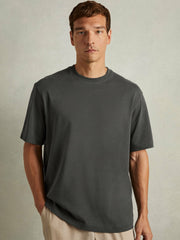 Men Cotton Garment-Dyed Oversized T-Shirt in Washed Black