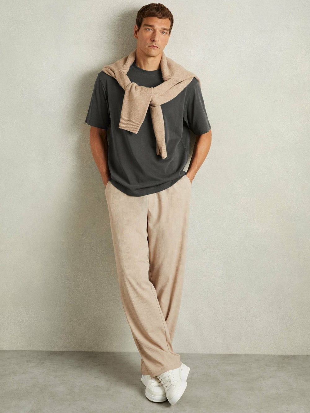 Men Cotton Garment-Dyed Oversized T-Shirt in Washed Black