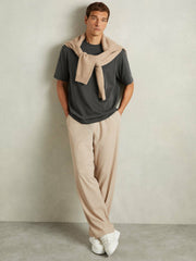 Men Cotton Garment-Dyed Oversized T-Shirt in Washed Black
