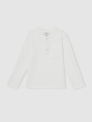 Children & Baby 9-13 yrs Cotton-Blend Waffle Henley T-Shirt in White