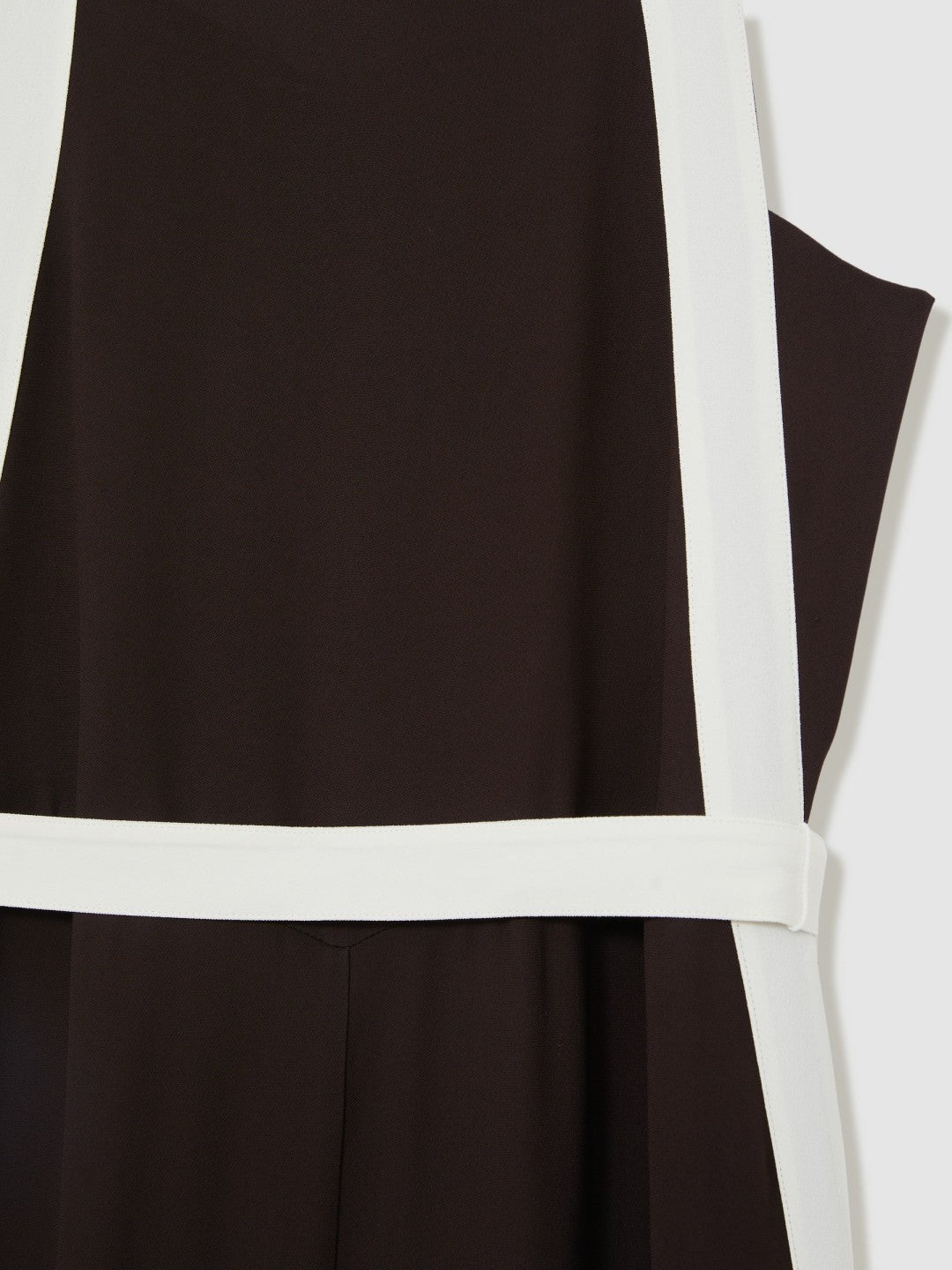 Women Colourblock Wide Leg Belted Jumpsuit in Chocolate/Cream