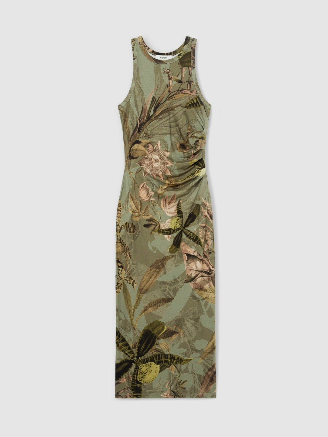 Women | NYBG Floral Ruched Jersey Dress in Khaki