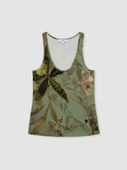 Women | NYBG Floral Scoop-Neck Vest in Khaki