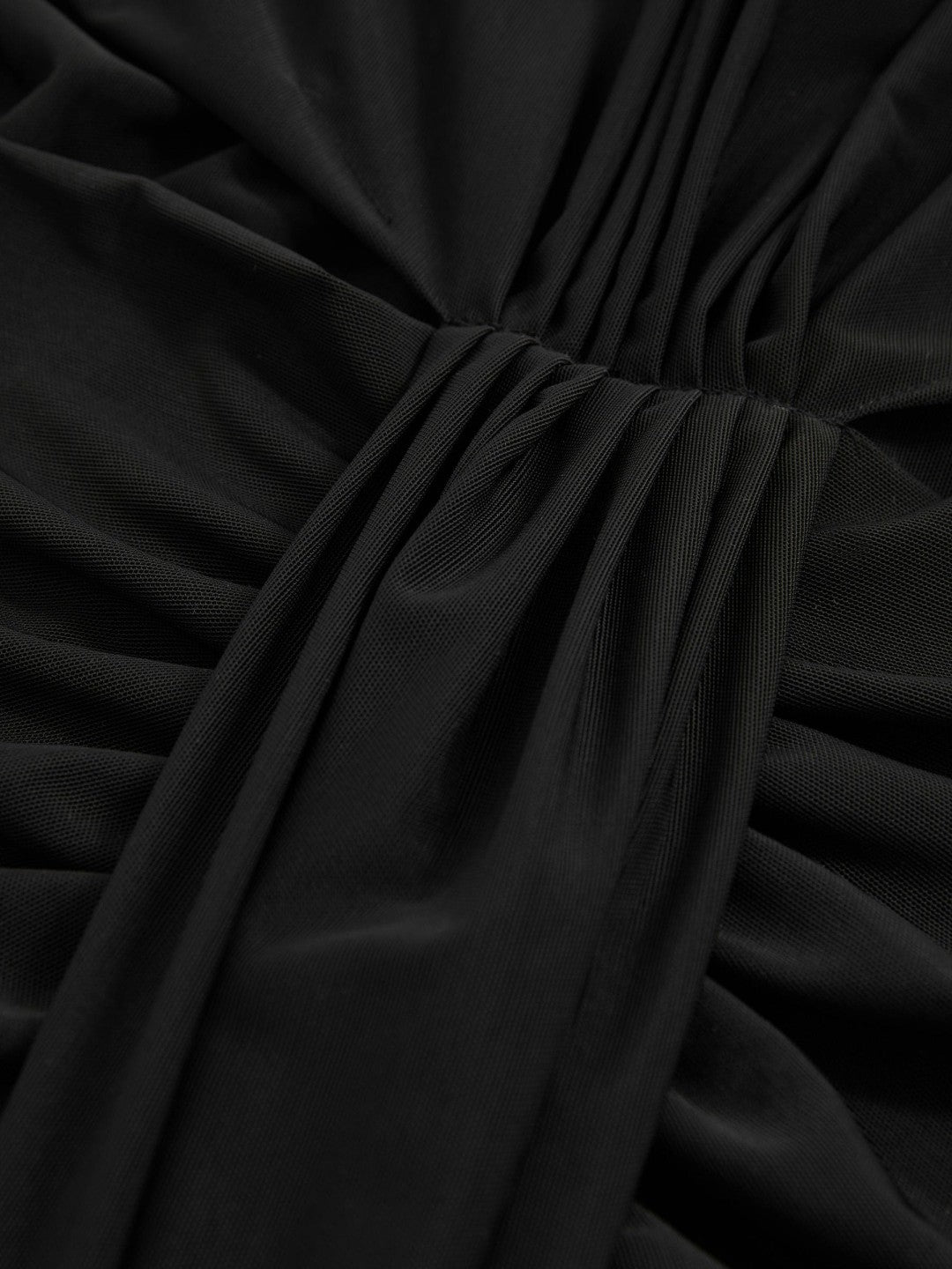 Women Sheer Ruched Maxi Dress in Black