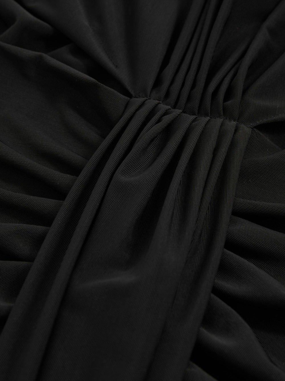 Women Sheer Ruched Maxi Dress in Black