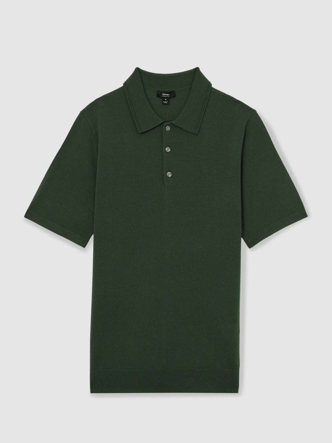 Men Merino Wool Short-Sleeve Polo Shirt in Kale Green