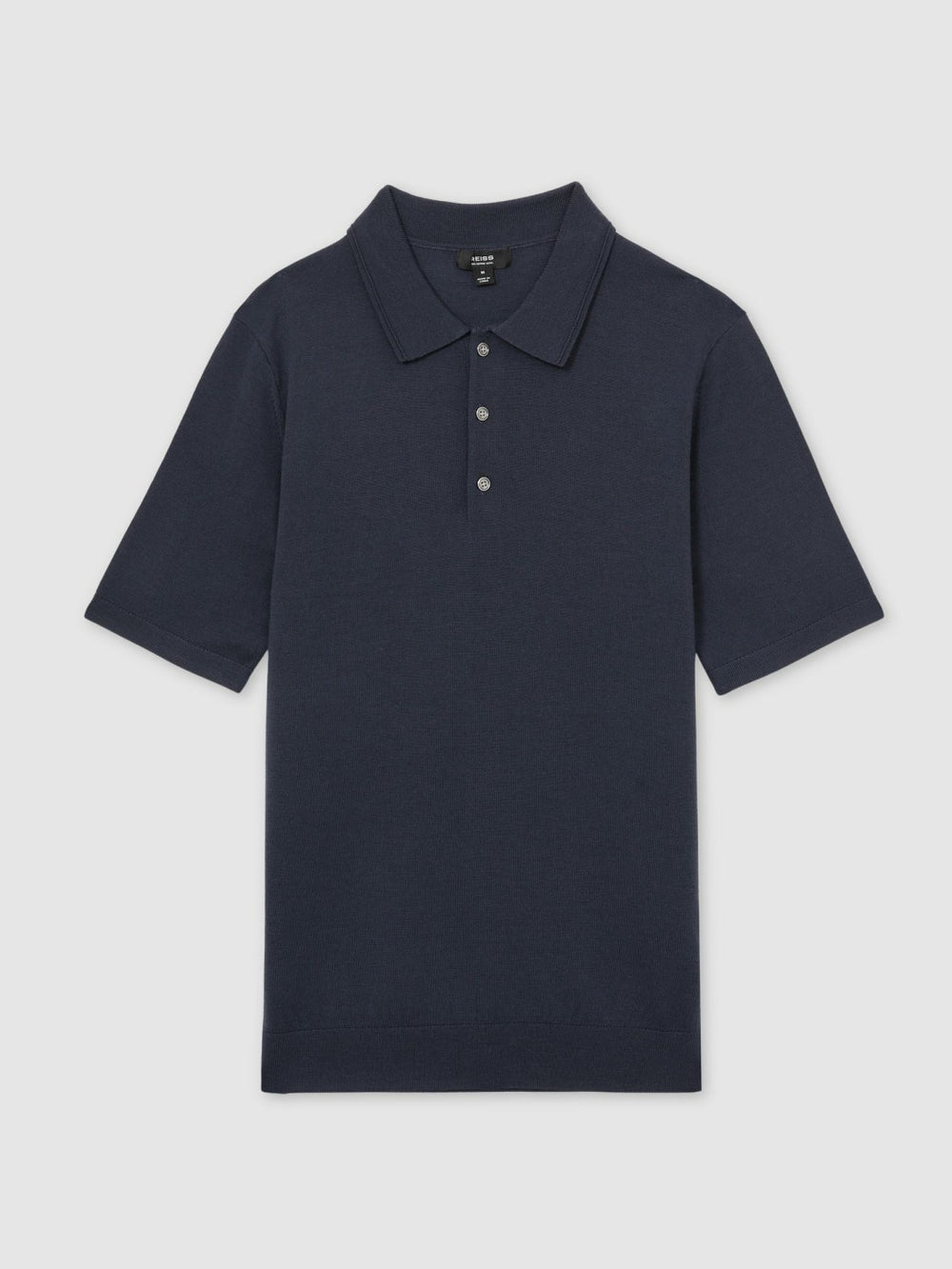 Men Merino Wool Short-Sleeve Polo Shirt in Midnight Navy