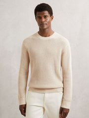 Men Paige Cotton Waffle-Knit Sweater in Natural