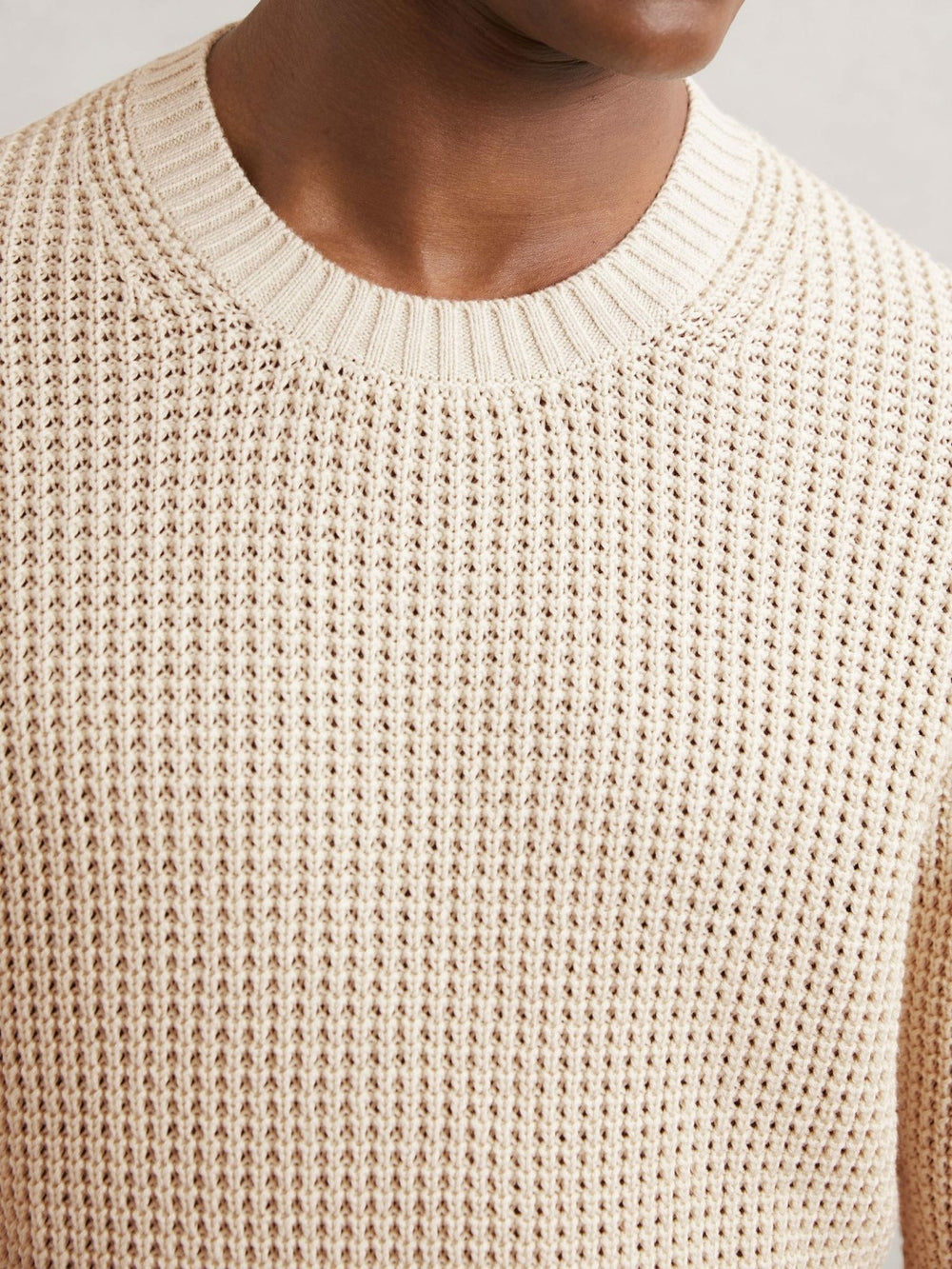 Men Paige Cotton Waffle-Knit Sweater in Natural