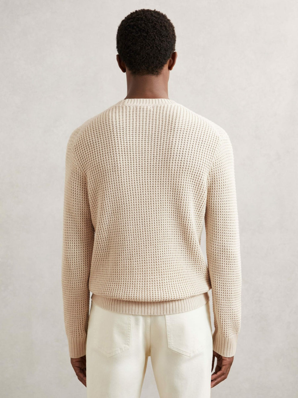 Men Paige Cotton Waffle-Knit Sweater in Natural