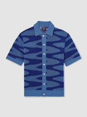 Men | Ché Wave Crochet Shirt in Blue